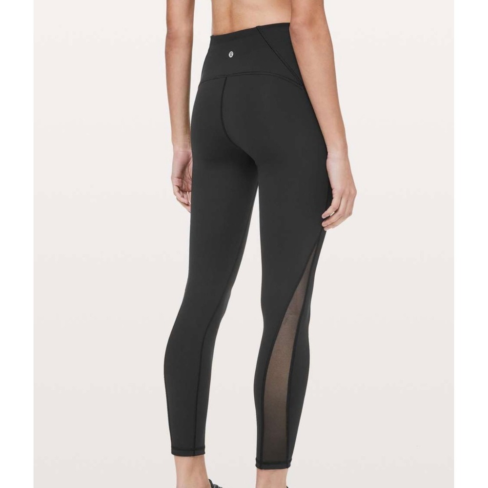 Lululemon Black High Waist Train Times 7/8 Pant Wunder Under Leggings Mesh 12